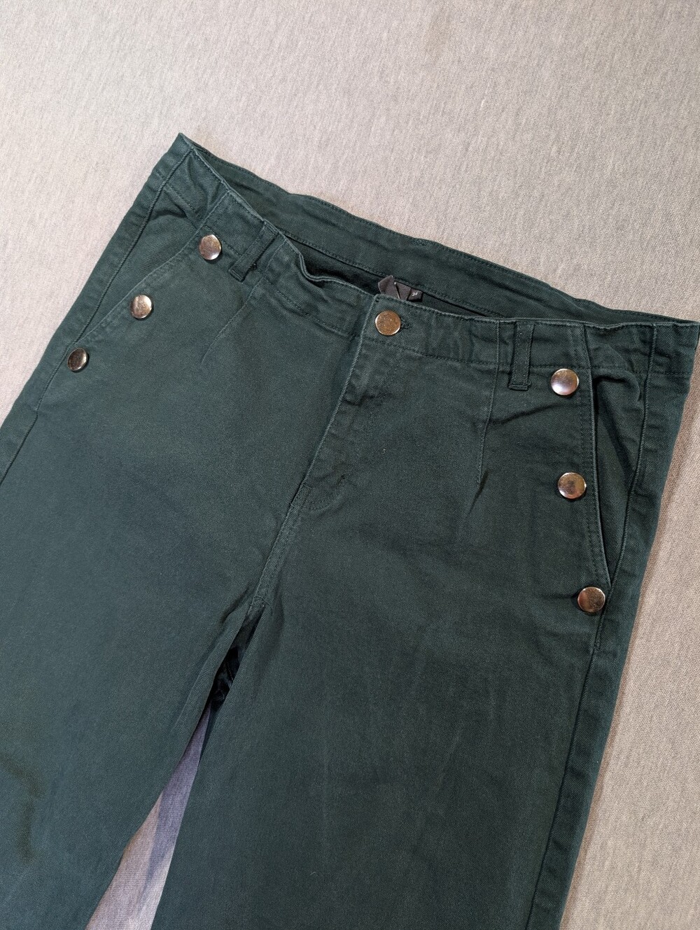L.O.V. Wide Leg Cropped Jeans Women's 34 Green